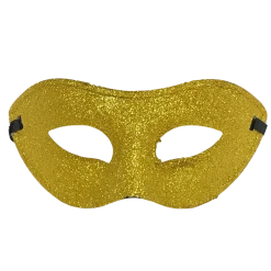 Plush Appeal, LLC Gold Hard Plastic Glittered Mask With Ribbon Tie (Each) Party Supplies