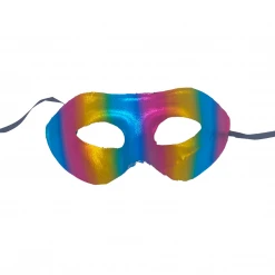 Plush Appeal, LLC Party Supplies Rainbow Hard Plastic Mask With Black Ribbon Tie (Each)