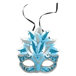 Plush Appeal, LLC Silver And Blue Ornate Mask With Jewels (Each) Party Supplies
