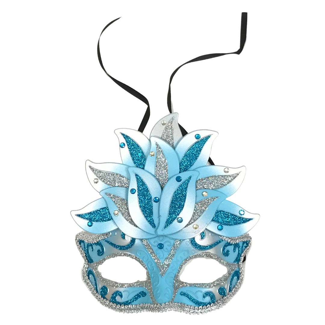 Plush Appeal, LLC Silver And Blue Ornate Mask With Jewels (Each) Party Supplies Plush Appeal, LLC Silver And Blue Ornate Mask With Jewels (Each) Party Supplies