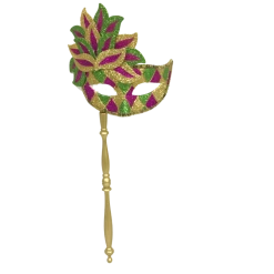 Plush Appeal, LLC Harlequin Masquerade Mask On Stick (Each) Party Supplies