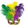 Plush Appeal, LLC Party Supplies Purple, Green And Gold Harlequin Mask With Purple, Green And Gold Feathers (Each)