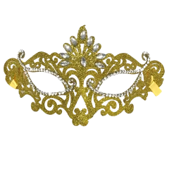 Plush Appeal, LLC Party Supplies Gold Glittered Mask With Clear Stones (Each)