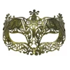 Mardi Gras Spot Hard Plastic Gold Mask With Flower Tips (Each)