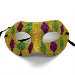 Plush Appeal, LLC Party Supplies Purple, Green And Yellow Harlequin Mask (Each)