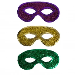 Plush Appeal, LLC Party Supplies Purple, Green And Gold Mardi Gras Masks (Dozen)