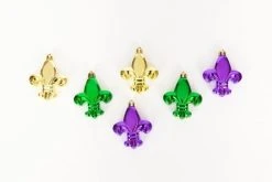 - No Manufacturer - 3" Fleur De Lis Ornament - Assorted Purple, Green And Gold (Pack Of 6)