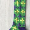 Sale Purple, Green And Yellow Fleur De Lis Socks (Pair)