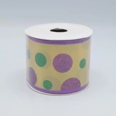 - No Manufacturer - Purple, Green And Gold Polka Dot Ribbon (Each)