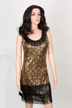 Sale Black And Gold Sequin Flapper Dress - Medium (Each)