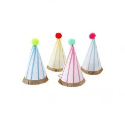 Sale Mini Party Hats With Stripes And Pom Pom (Pack) Party Supplies