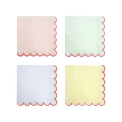 Plush Appeal, LLC Pastel Neon Scallop Edge Large Napkins (Pack Of 20) Tableware