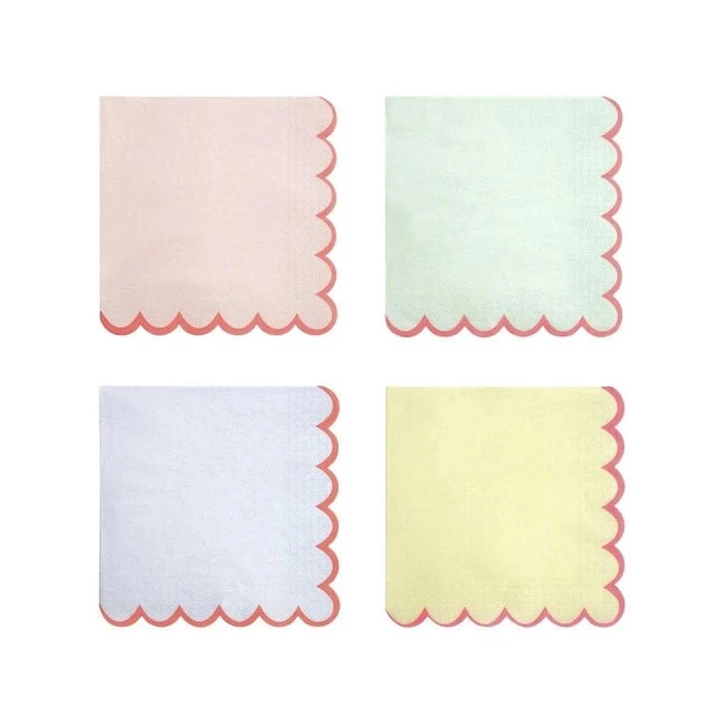 Plush Appeal, LLC Pastel Neon Scallop Edge Large Napkins (Pack Of 20) Tableware Plush Appeal, LLC Pastel Neon Scallop Edge Large Napkins (Pack Of 20) Tableware