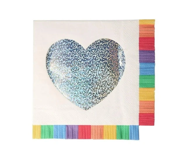 Sale Rainbow Heart Large Napkins (Pack Of 16) Party Supplies Sale Rainbow Heart Large Napkins (Pack Of 16) Party Supplies
