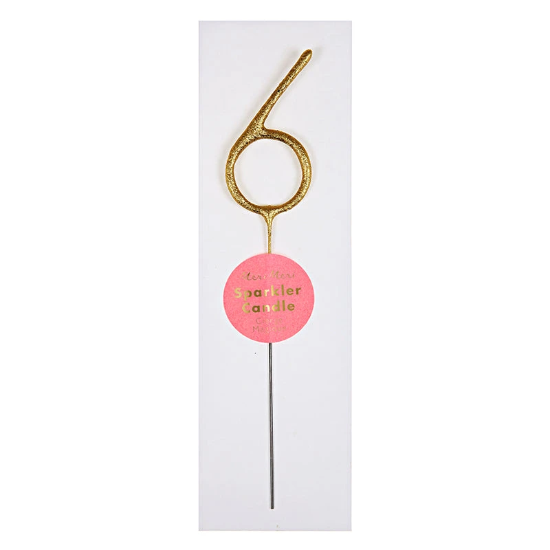 Plush Appeal, LLC Mini Gold "6" Sparkler Candle (Each) Party Supplies 3 Plush Appeal, LLC Mini Gold "6" Sparkler Candle (Each) Party Supplies