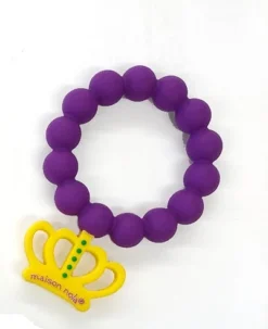 Mardi Gras Spot Gifts & Apparel Purple Teething Ring With Purple, Green And Gold Crown (Each)