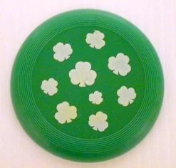 Mardi Gras Spot Green And White Frisbee With Clover Imprint 3.5" (6 Dozen)