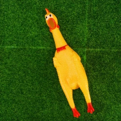 Mardi Gras Spot Vinyl Shrilling Chicken 6" (Each) Toys