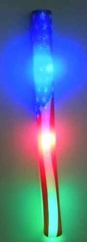 Mardi Gras Spot LED American Flag Foam Baton With 6 White Lights 18" Light-Ups