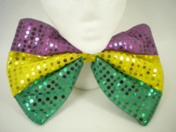 Plush Appeal, LLC Party Supplies Purple, Green And Gold Jumbo Sequin Bow Tie 11" X 8" (Each)