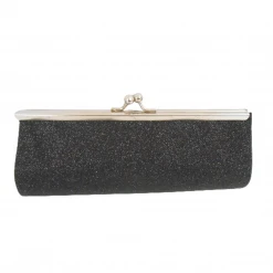 Sale Black Glitter Clutch Purse 8" X 3" With Chain (Each)