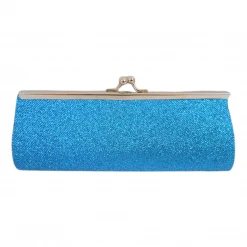 Sale Novelties Turquoise Glitter Clutch Purse 8" X 3" With Chain (Each)