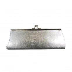 Sale Bright Silver Metallic Clutch Purse 8" X 3" With Chain (Each)