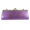 Sale Purple Metallic Clutch Purse 8" X 3" With Chain (Each)