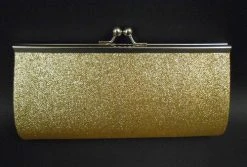 Sale Large Gold Glitter Clutch Purse 9.5" X 4.5" With Chain (Each)