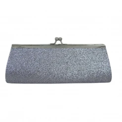 Sale Dark Silver Glitter Clutch Purse 8" X 3" With Chain (Each)
