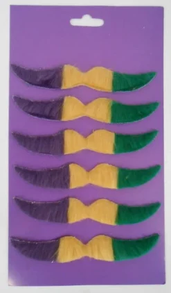 Plush Appeal, LLC Purple, Green And Yellow Mustache (Pack Of 6)