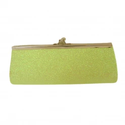 Sale Neon Yellow Glitter Clutch Purse 8" X 3" With Chain (Each)