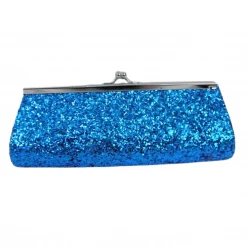 Sale Turquoise Metallic Clutch Purse 8" X 3" With Chain (Each)