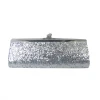Sale Silver Metallic Clutch Purse 8" X 3" With Chain (Each)
