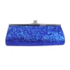 Sale Royal Blue Metallic Glitter Clutch Purse 8" X 3" With Chain (Each) Novelties