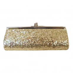 Sale Gold Metallic Clutch Purse 8" X 3" With Chain (Each)