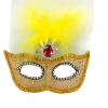 Plush Appeal, LLC Party Supplies Yellow Feather Mask With Rhinestones With Elastic Band (Each)