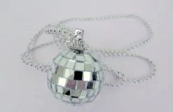 SB5791 Metallic Silver Disco Ball Necklace 1.5" (Each) Beads