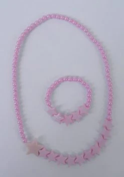 Sale Necklace And Bracelet Set Pink Stars