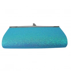 Sale Neon Blue Glitter Clutch Purse 8" X 3" With Chain (Each) Novelties
