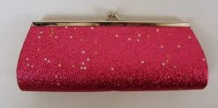 Sale Hot Pink With Stars Glitter Clutch Purse 8" X 3" With Chain (Each)