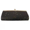 Sale Black With Stars Glitter Clutch Purse 8" X 3" With Chain (Each)