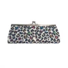 Sale White Leopard Print With Multi Color Spots Glitter Clutch Purse 8" X 3" With Chain (Each) Novelties