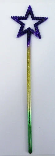 Mardi Gras Spot 12" Star Wand In Purple, Green And Gold (Dozen)