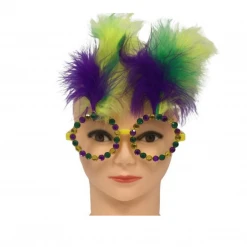 Mardi Gras Spot Novelties Glasses With Purple, Green And Gold Feathers, Sequins And No Lenses (Each) 7 Mardi Gras Spot Novelties Glasses With Purple, Green And Gold Feathers, Sequins And No Lenses (Each)