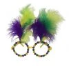 Mardi Gras Spot Novelties Glasses With Purple, Green And Gold Feathers, Sequins And No Lenses (Each)
