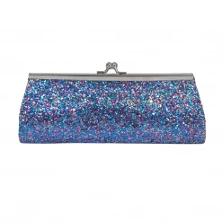 Sale Blue Mix Glitter Clutch Purse 8" X 3" With Chain (Each) Novelties