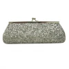 Sale Dark Silver Chunky Glitter Clutch Purse 8" X 3" With Chain (Each) Novelties