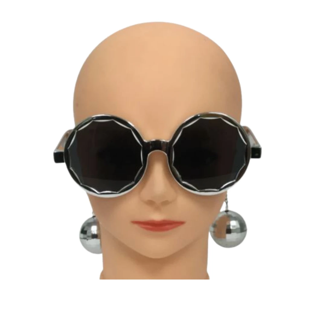 Mardi Gras Spot Metallic Silver Disco Balls Sunglasses (Each) Novelties Mardi Gras Spot Metallic Silver Disco Balls Sunglasses (Each) Novelties