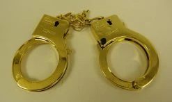 Mardi Gras Spot Gold Metallic Handcuffs (Dozen)